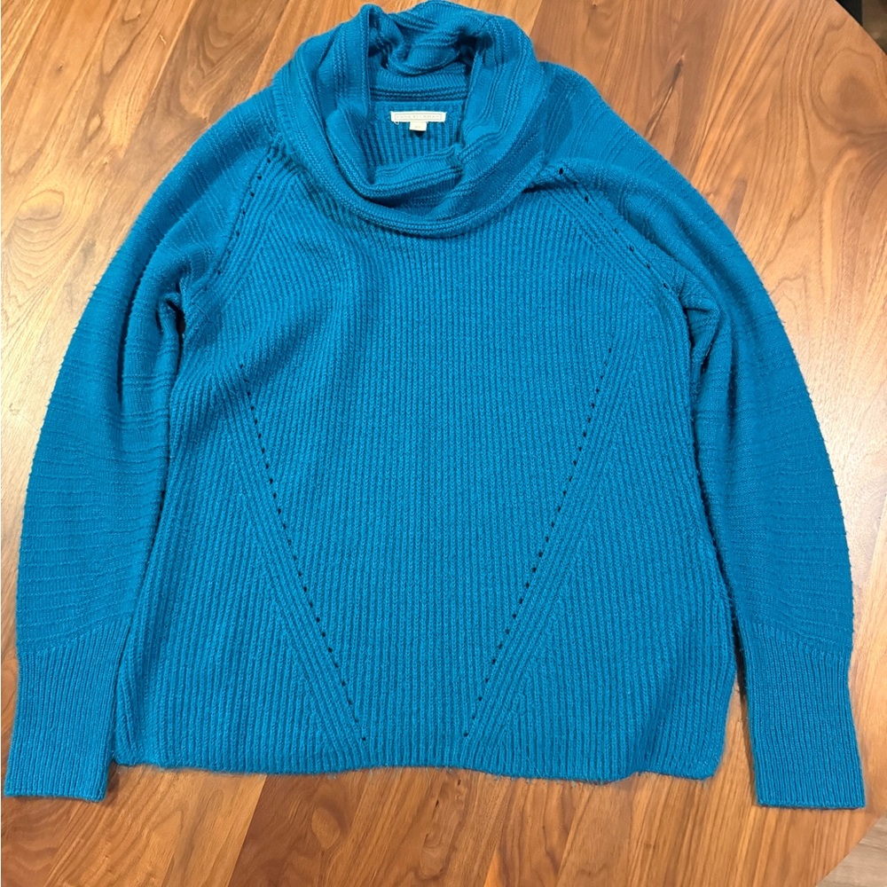 Blue Cowl Neck Sweater